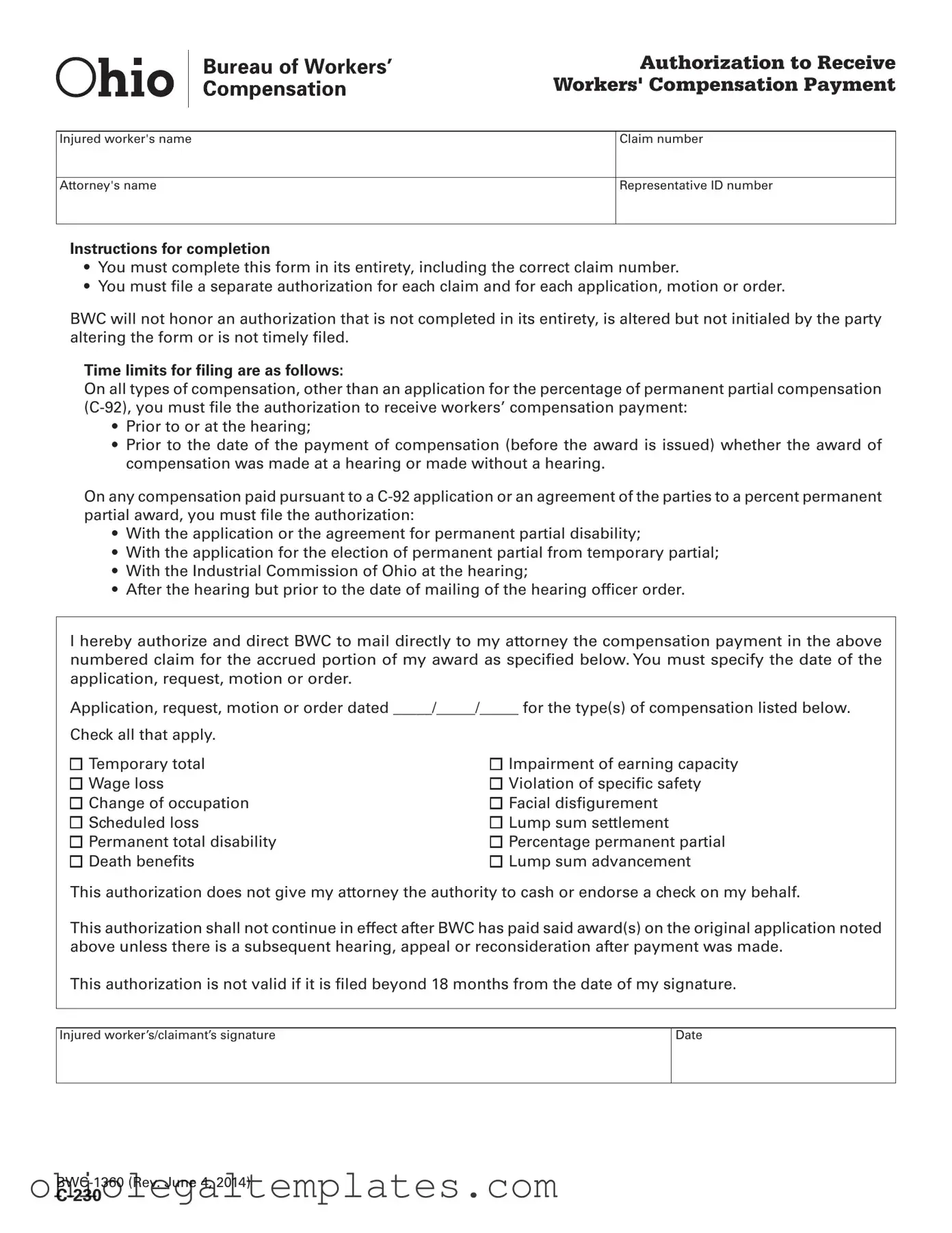 Fill in Your C 230 Ohio Form