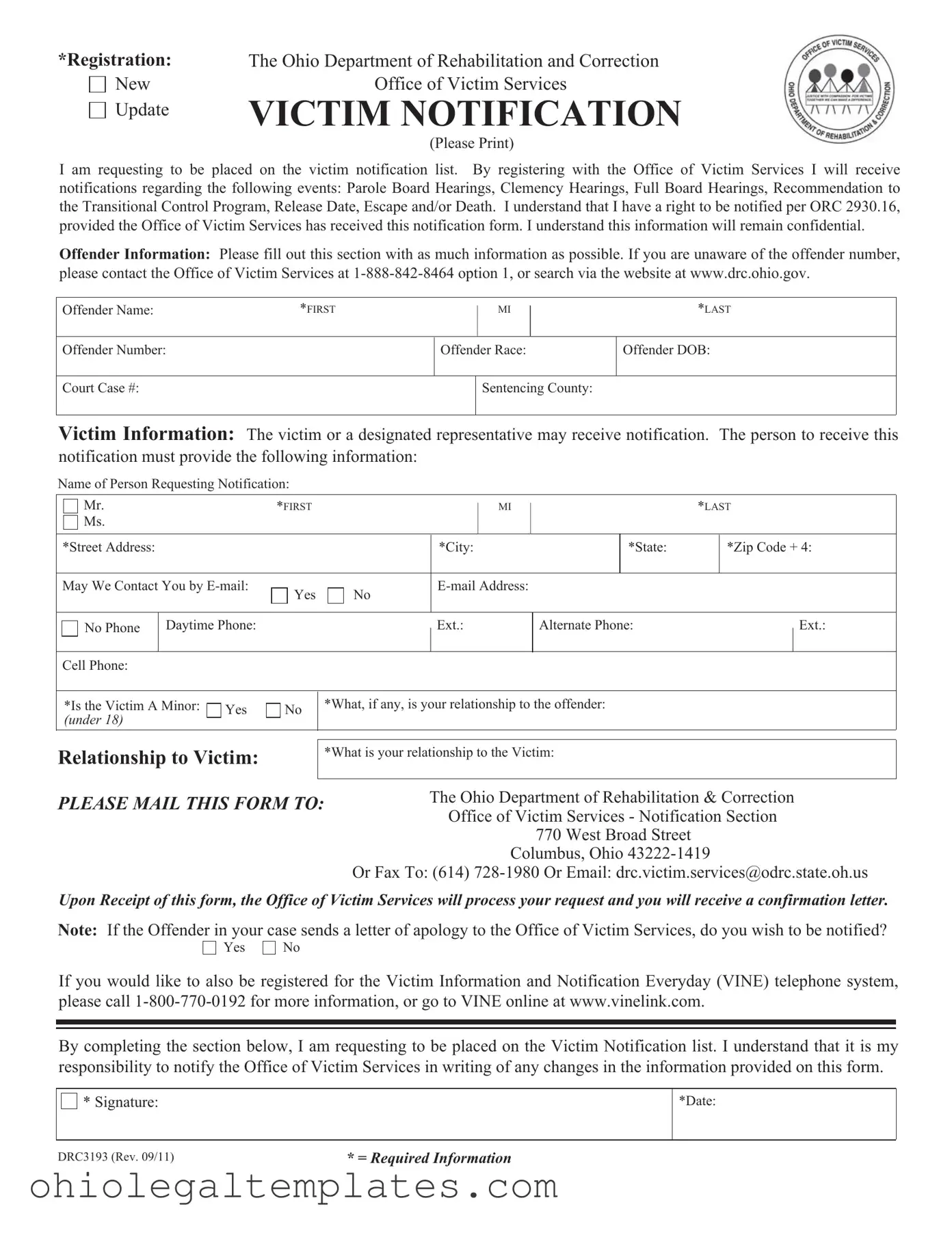 Fill in Your Drc3193 Ohio Form