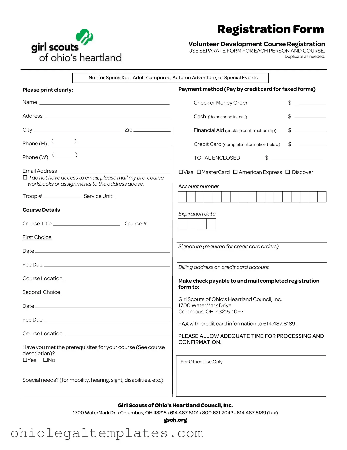 Fill in Your Girl Scout Registration Ohio Form