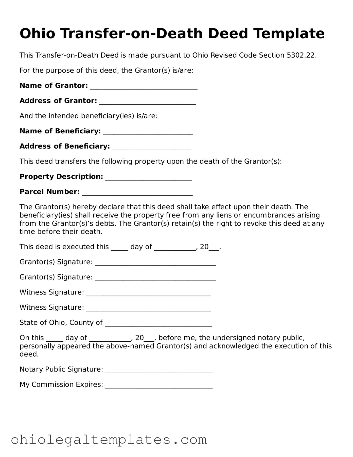 Attorney-Approved Ohio Transfer-on-Death Deed Template