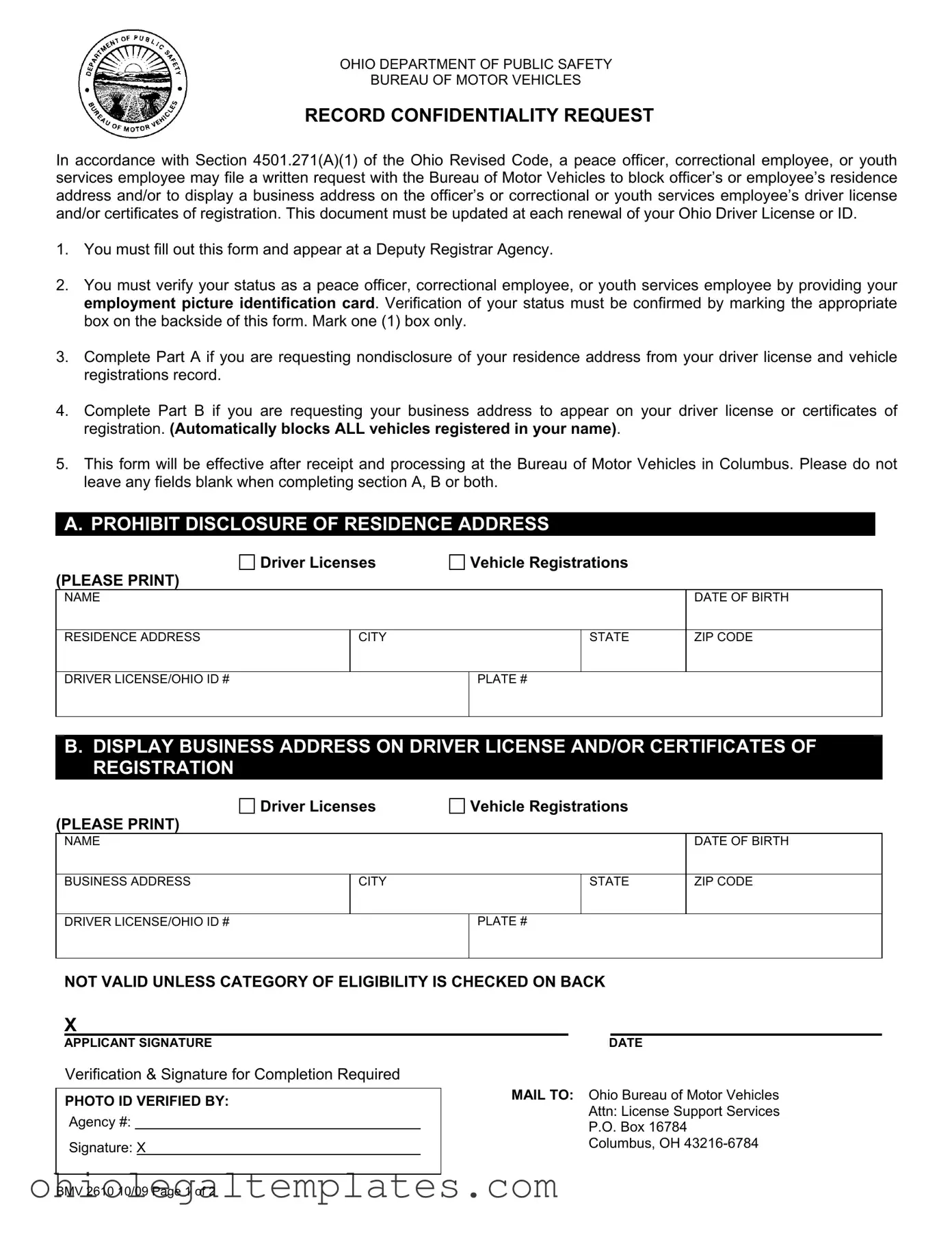 Fill in Your Ohio Bmv 2610 Form