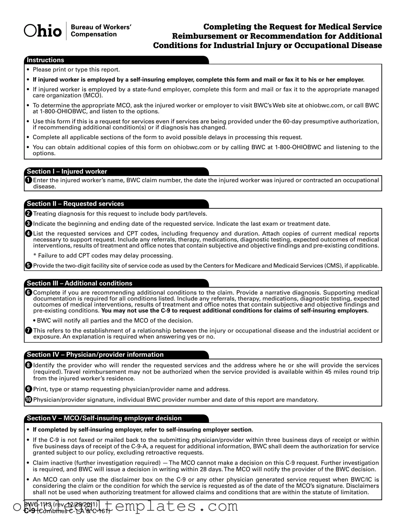 Fill in Your Ohio Bwc Writable C 9 Form