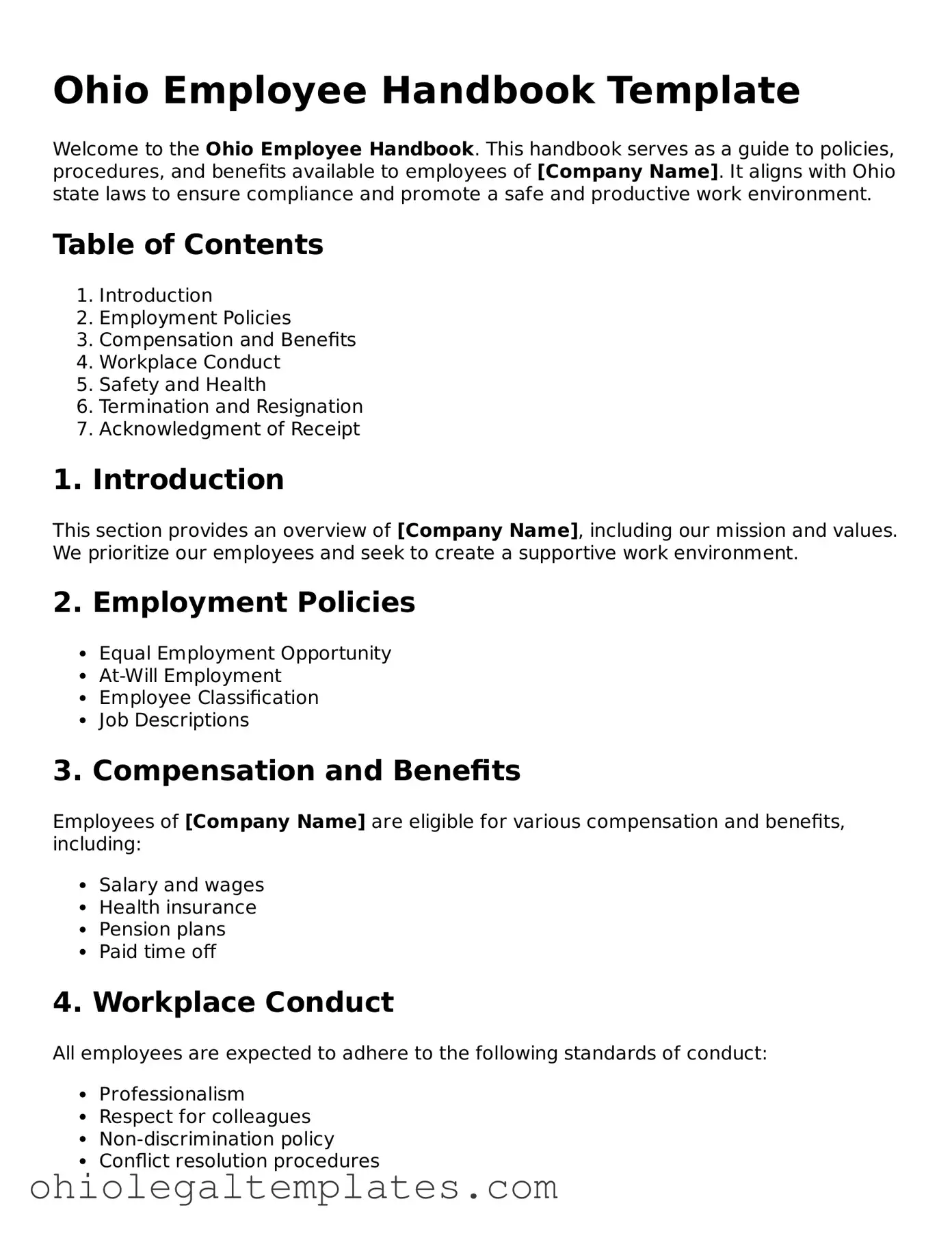 Attorney-Approved Ohio Employee Handbook Template