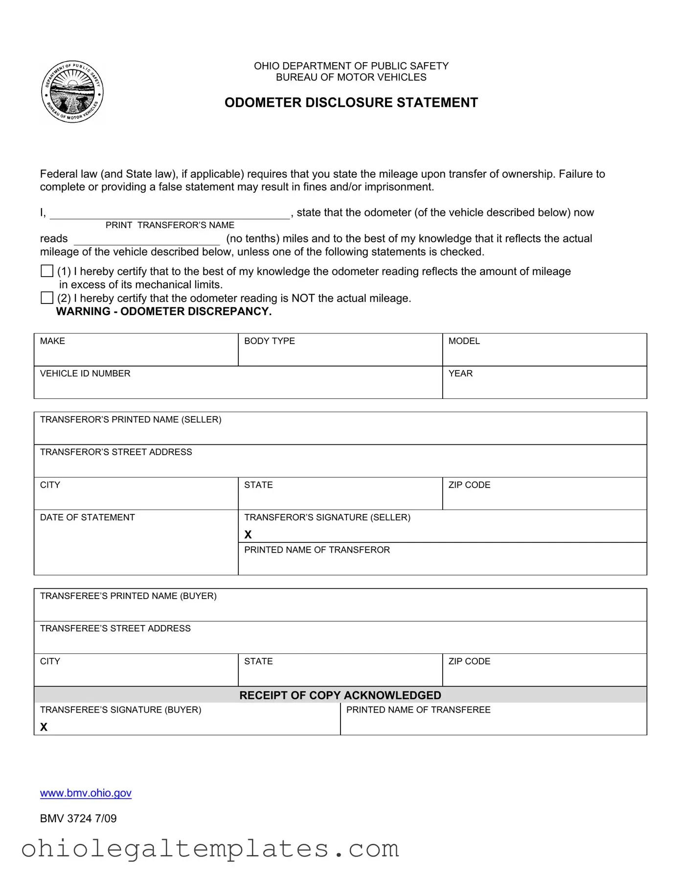 Fill in Your Ohio Department Of Public Safety Form
