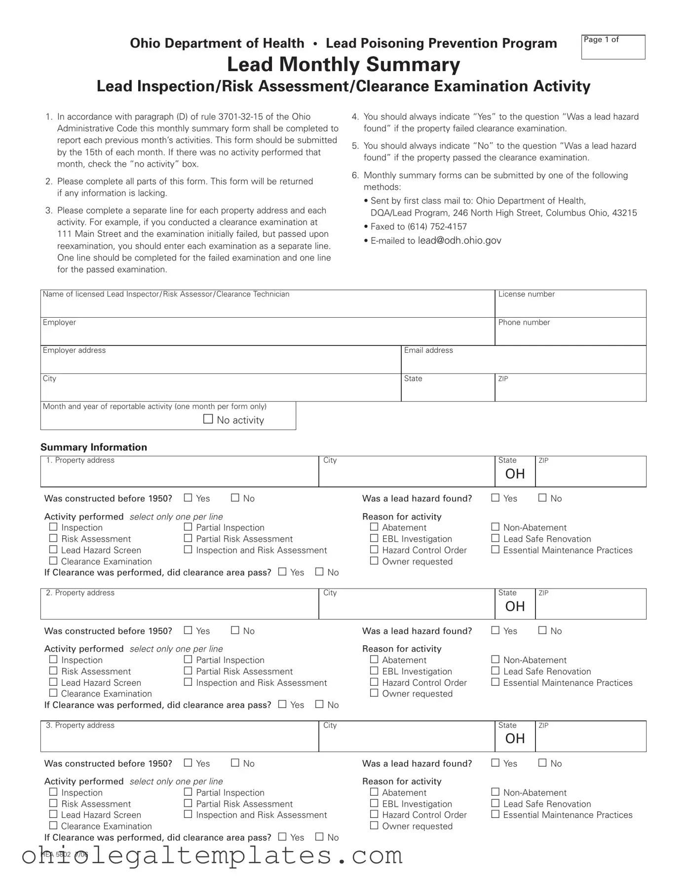 Fill in Your Ohio Hea 5802 Form