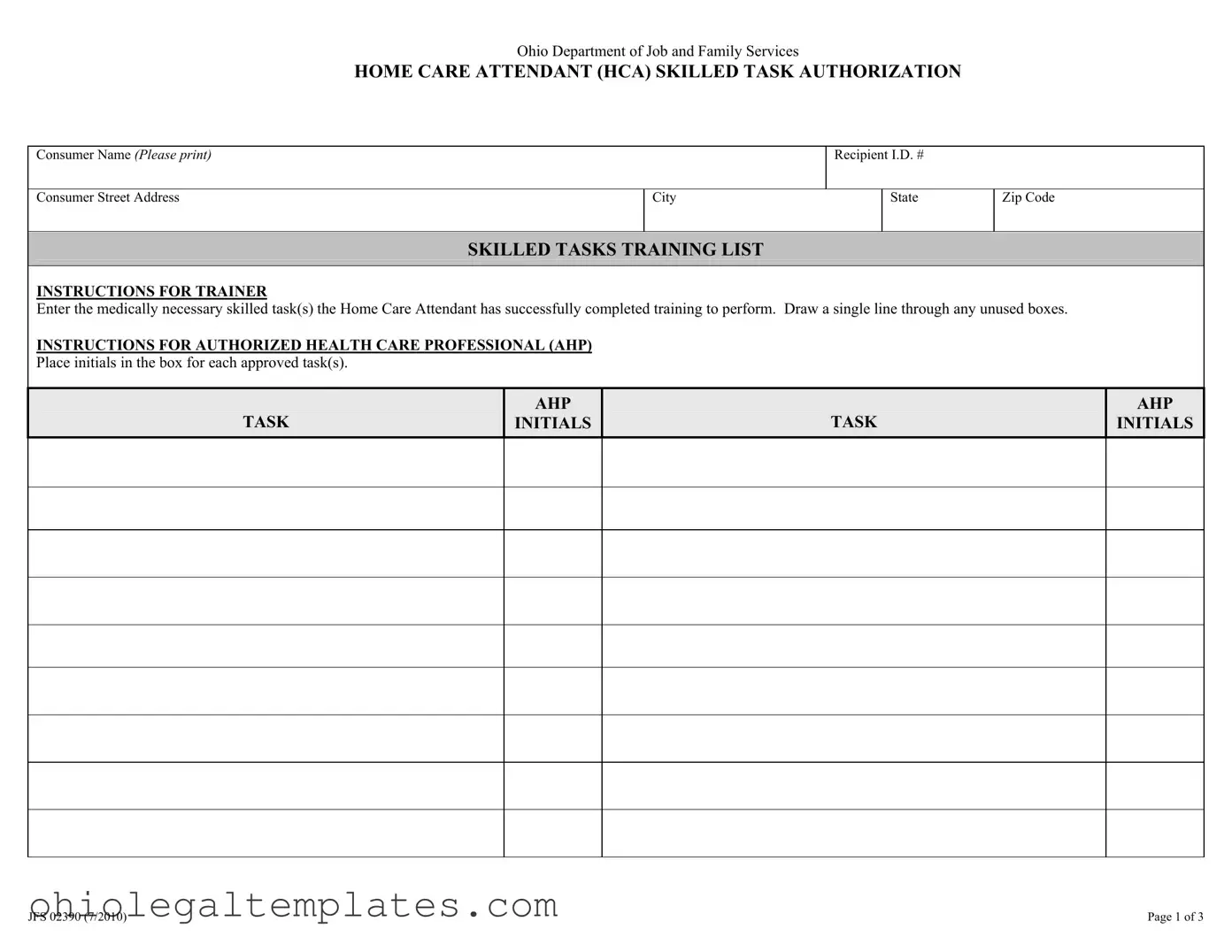 Fill in Your Ohio Jfs 02390 Form