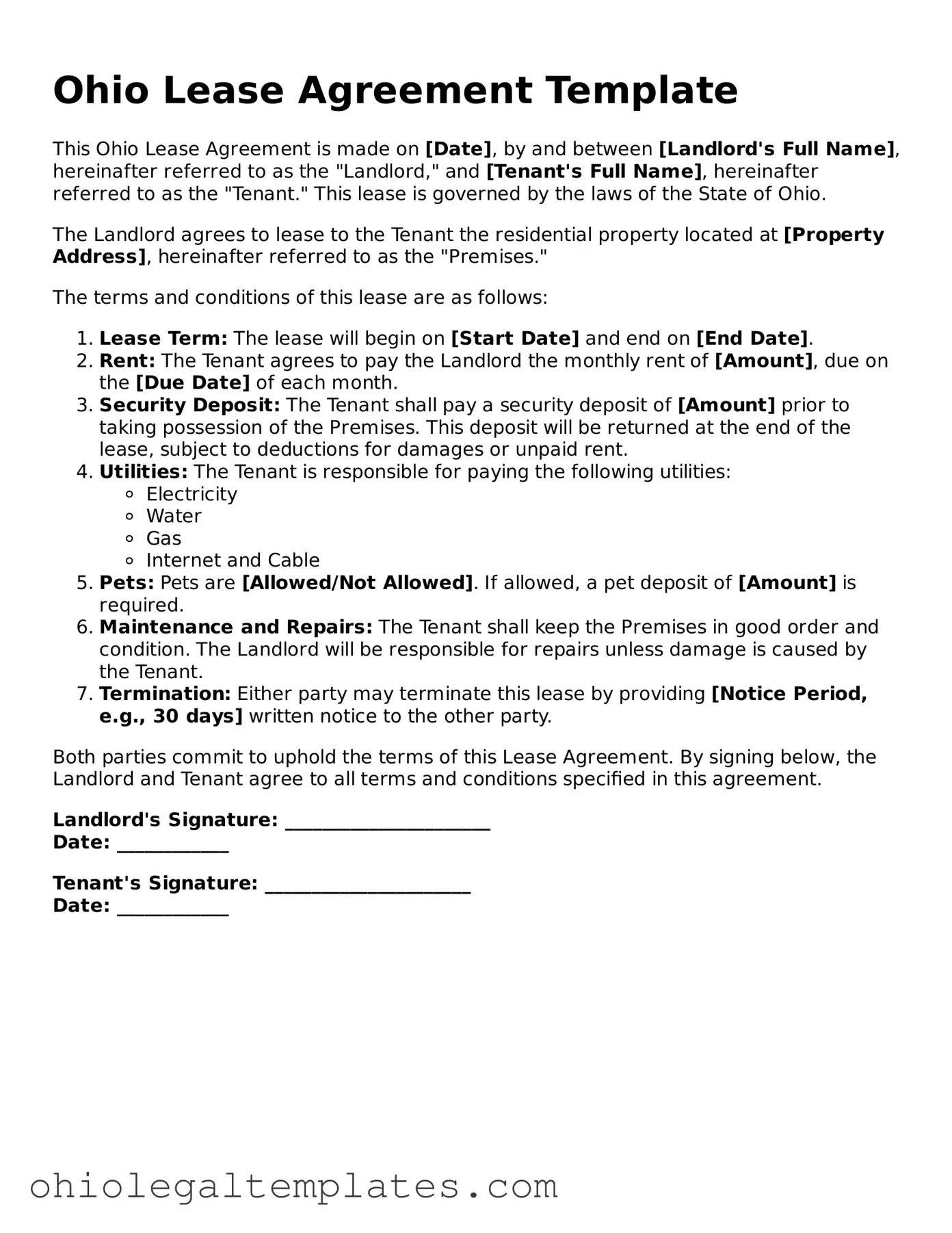 Attorney-Approved Ohio Lease Agreement Template