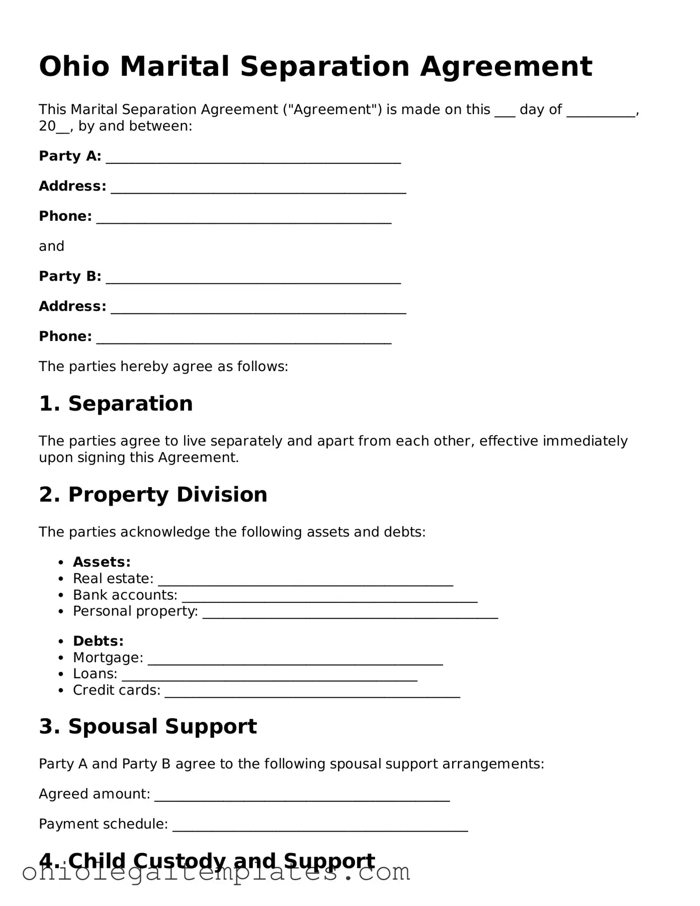 Attorney-Approved Ohio Marital Separation Agreement Template