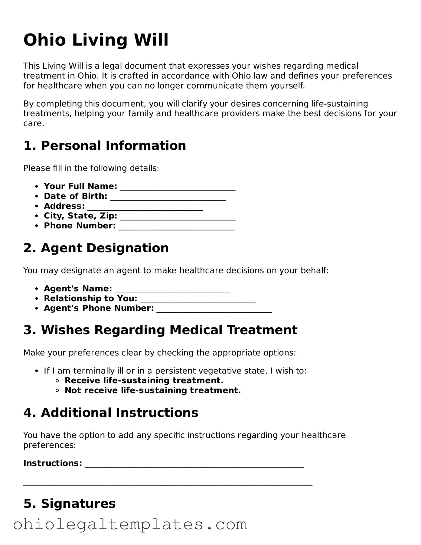 Attorney-Approved Ohio Living Will Template