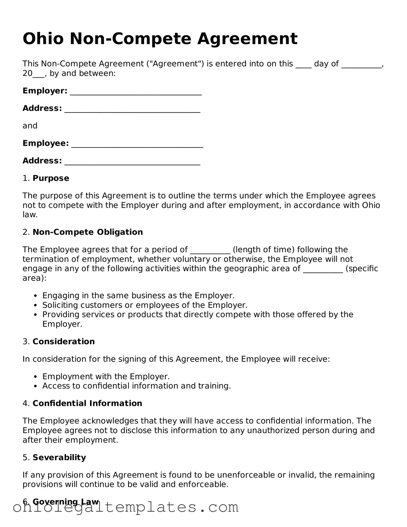 Attorney-Approved Ohio Non-compete Agreement Template