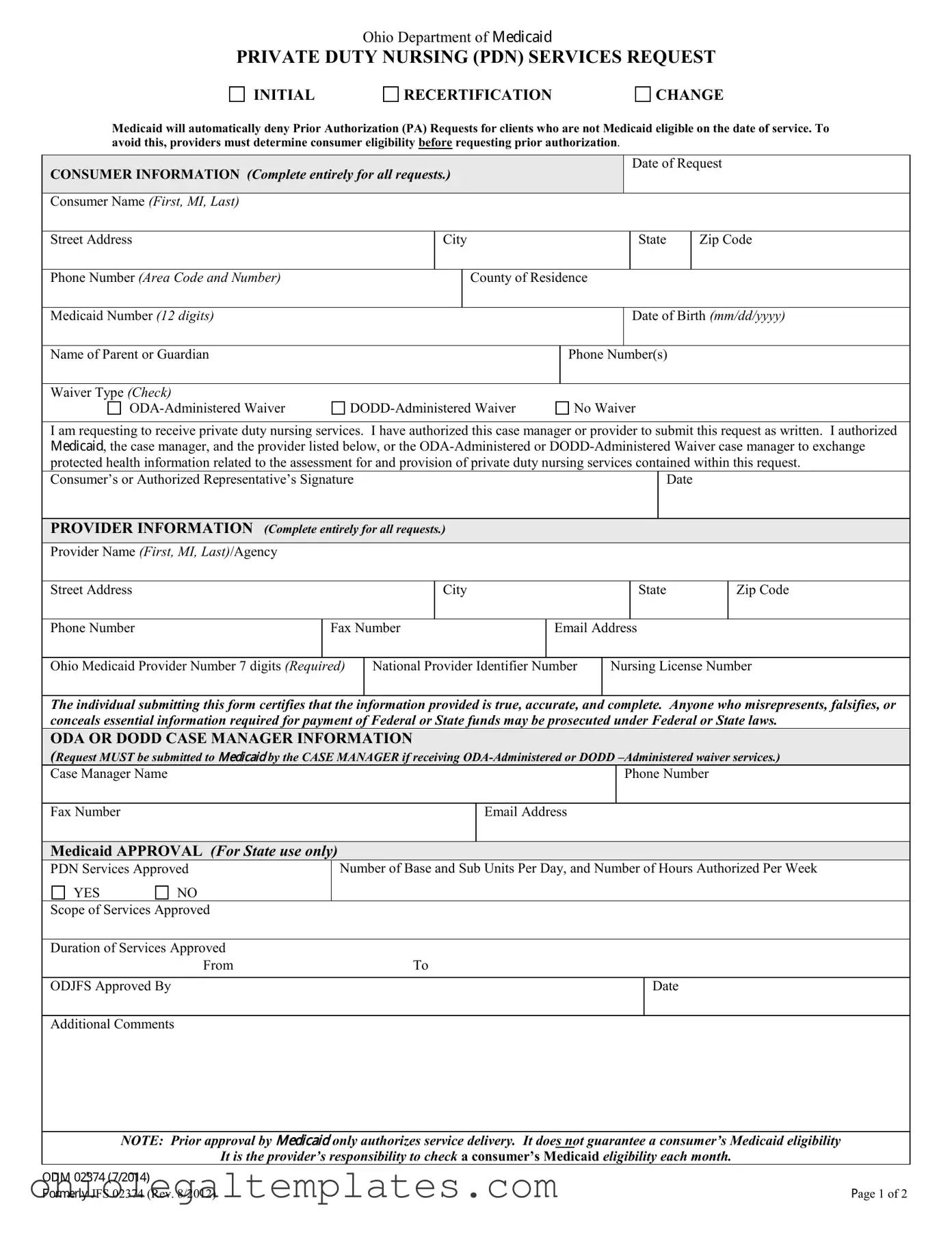 Fill in Your Ohio Odm 02374 Form