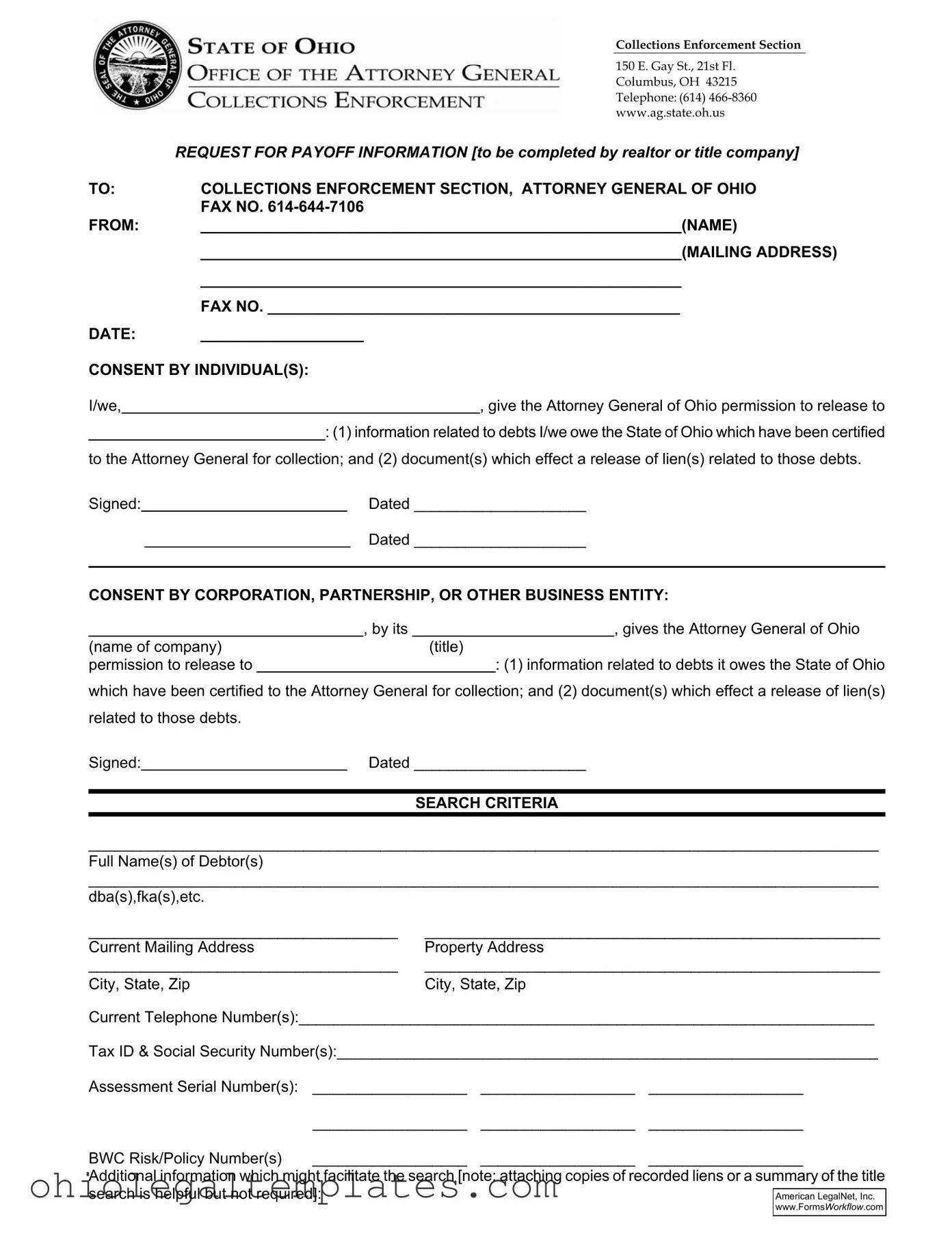 Fill in Your Ohio Payoff Form