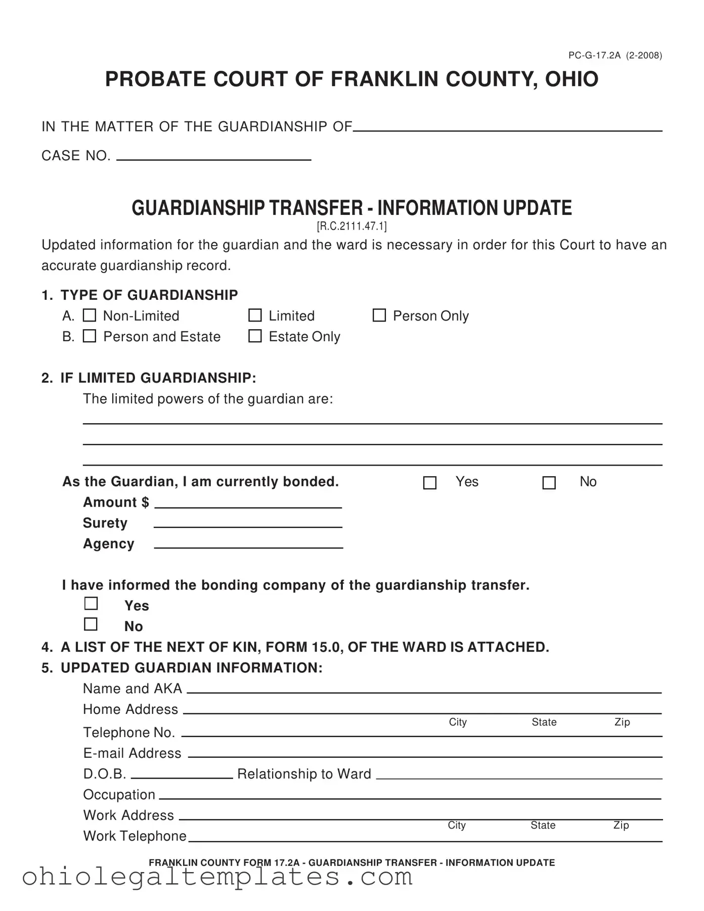Fill in Your Ohio Pc G 17 2A Form