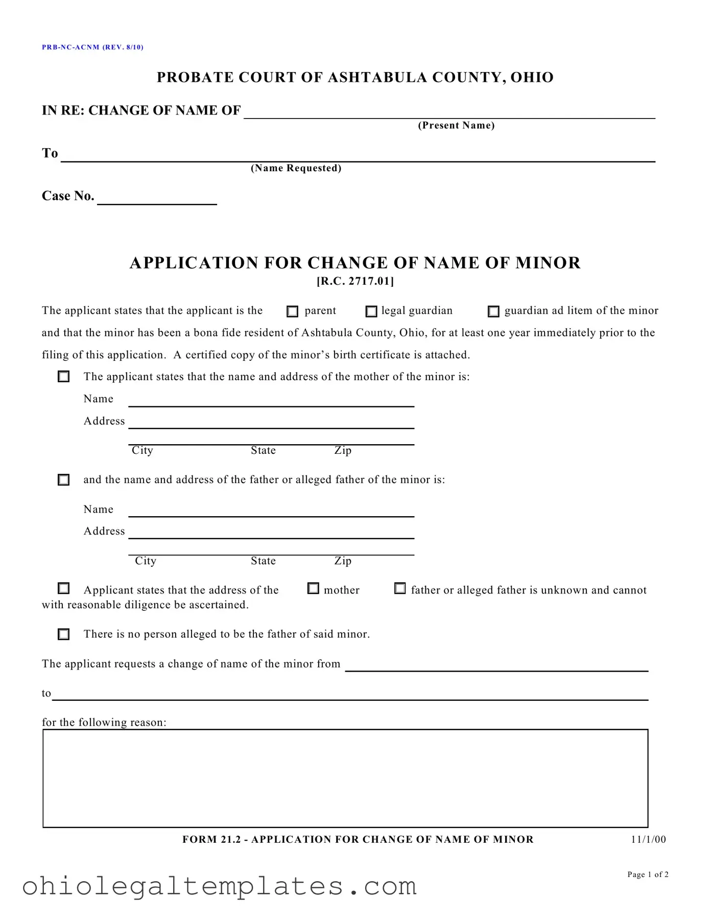 Fill in Your Ohio Prb Nc Acnm Form