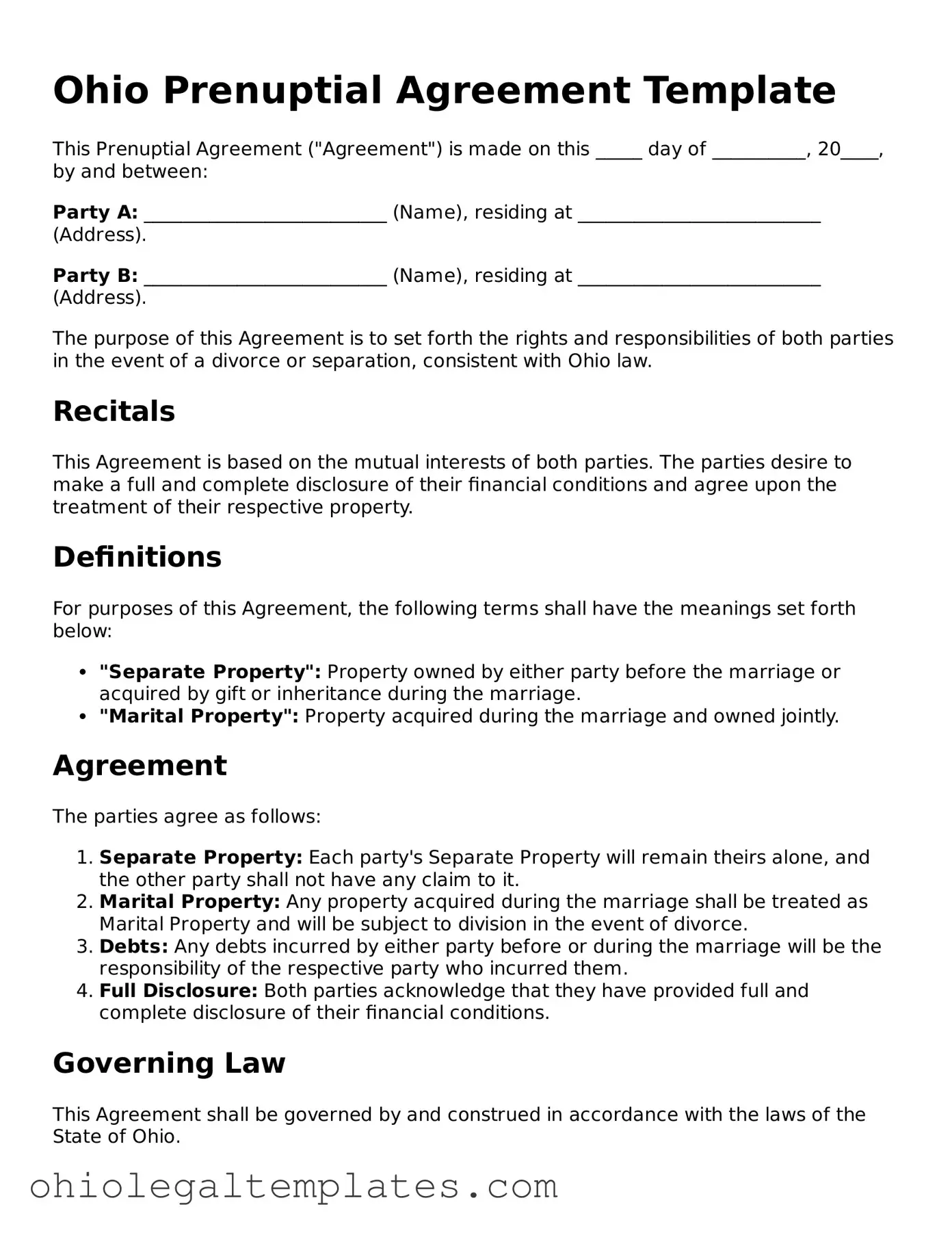 Attorney-Approved Ohio Prenuptial Agreement Template
