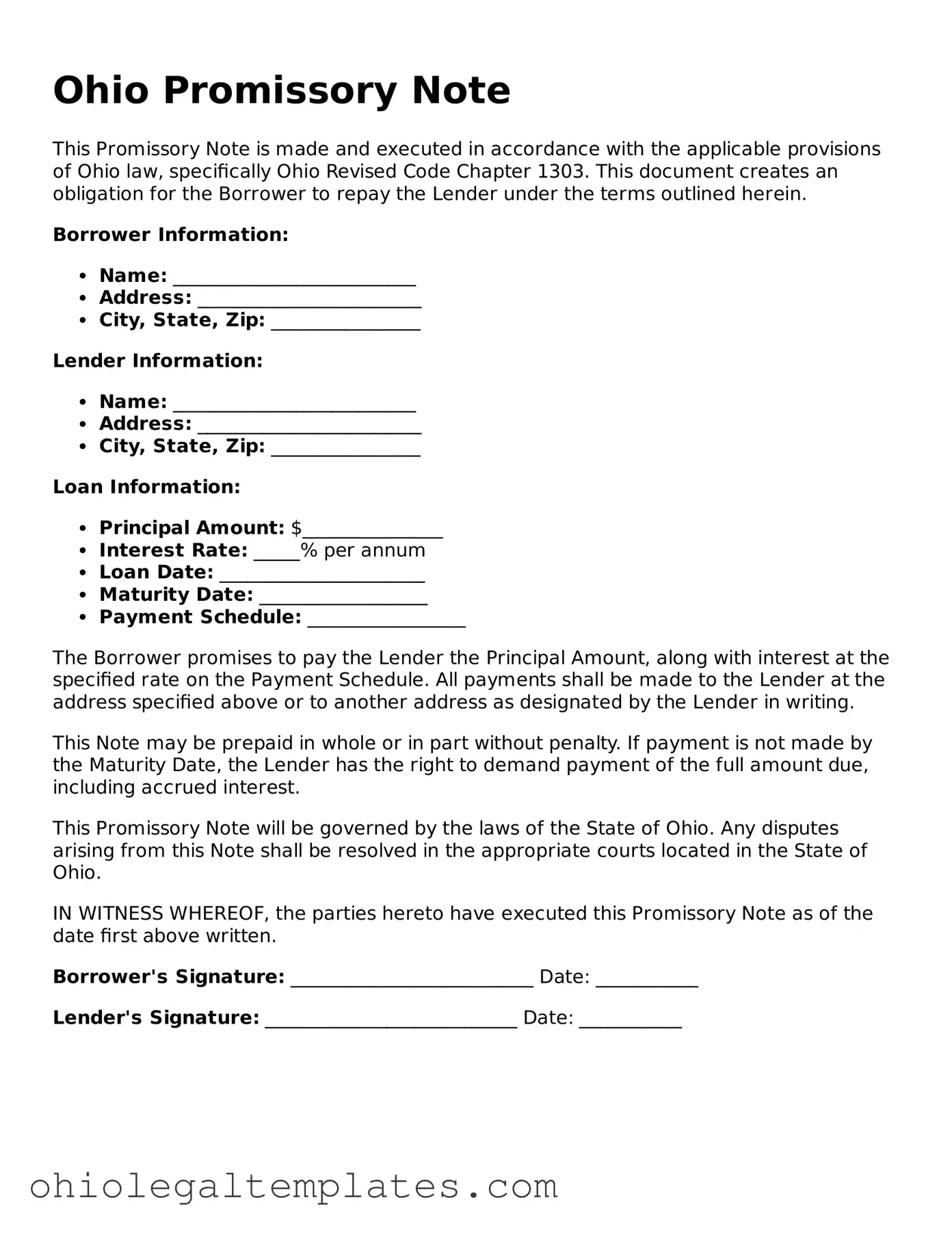 Attorney-Approved Ohio Promissory Note Template