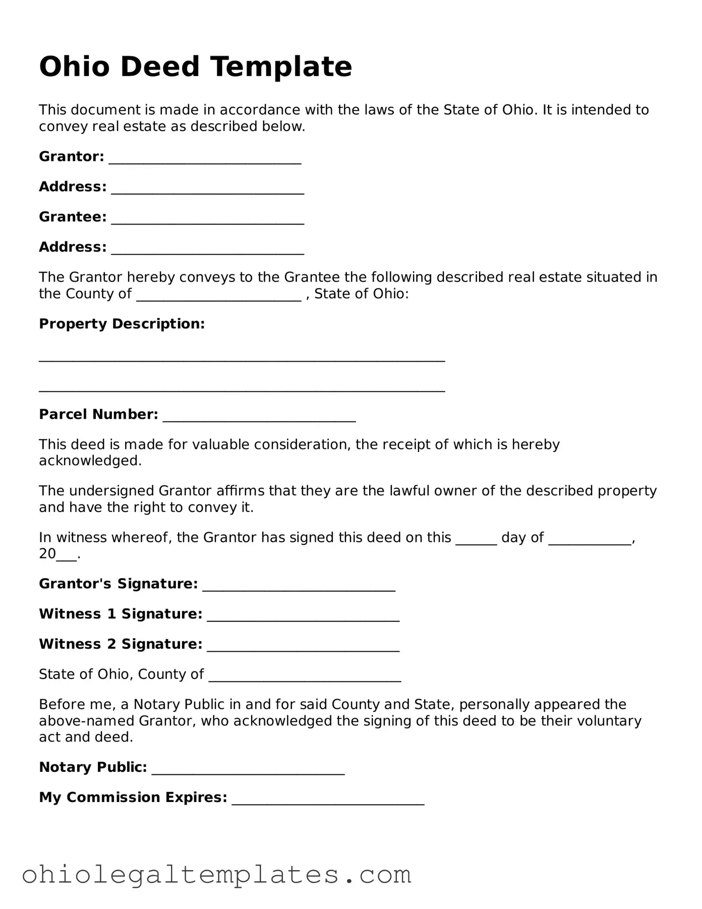 Attorney-Approved Ohio Deed Template