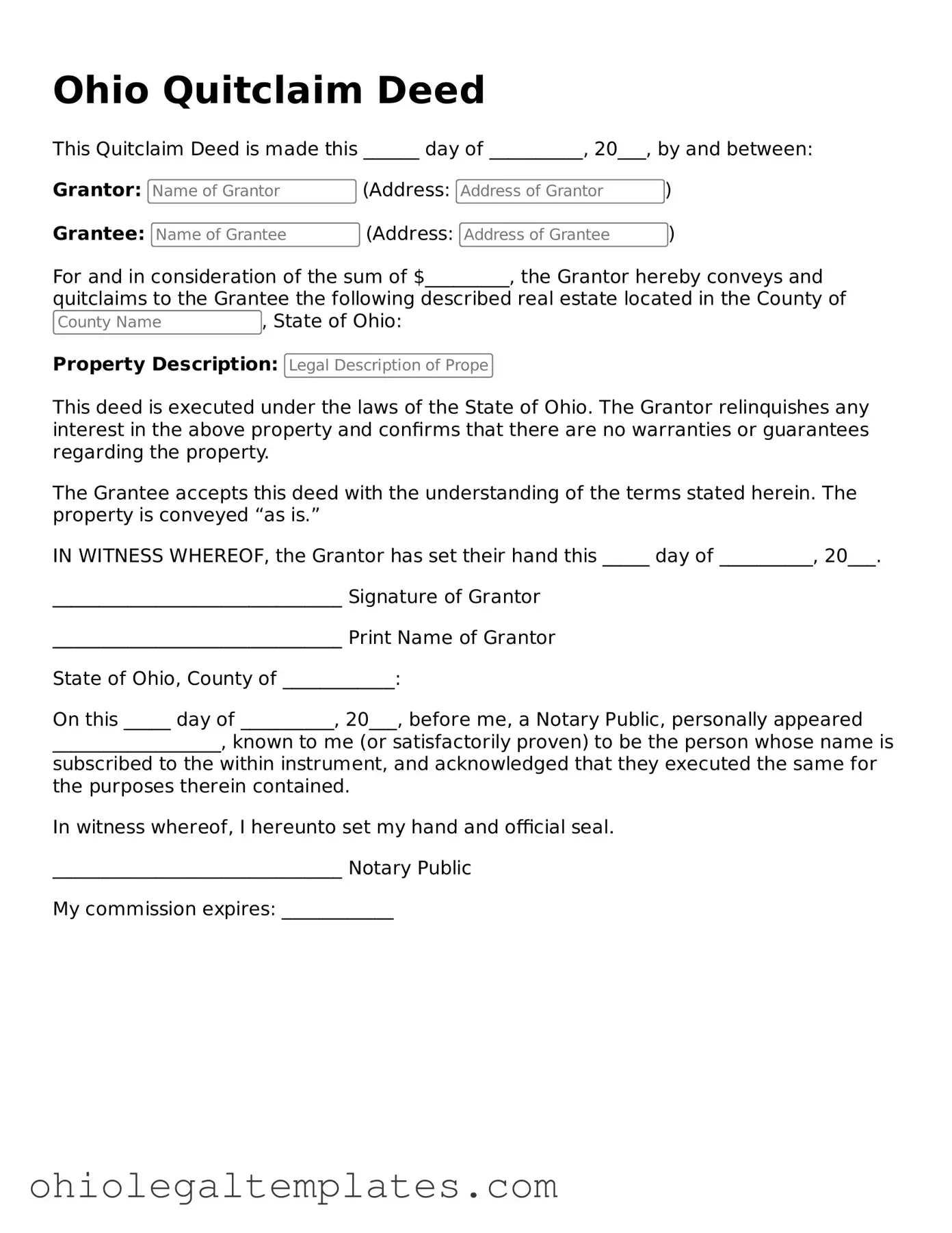 Attorney-Approved Ohio Quitclaim Deed Template