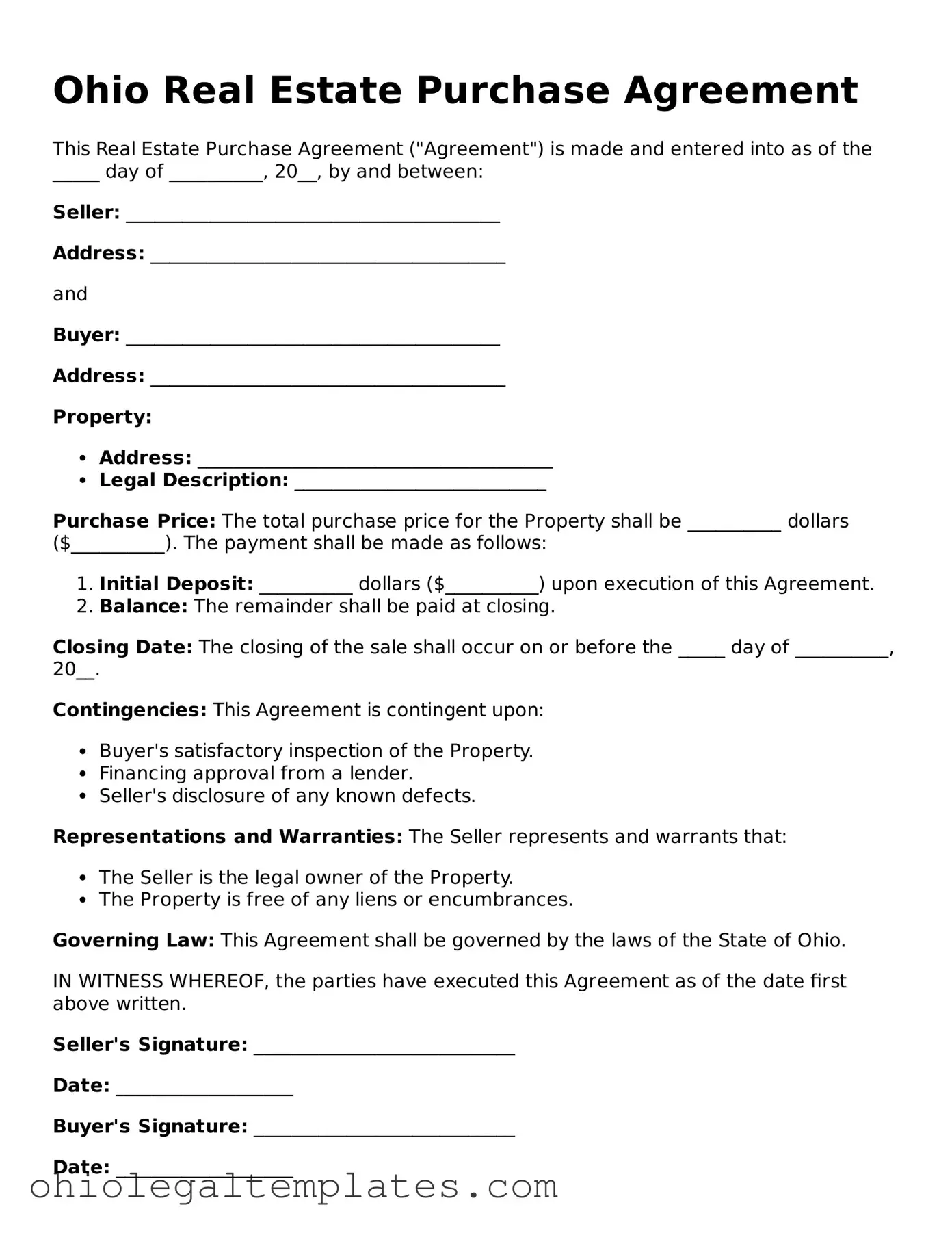 Attorney-Approved Ohio Real Estate Purchase Agreement Template