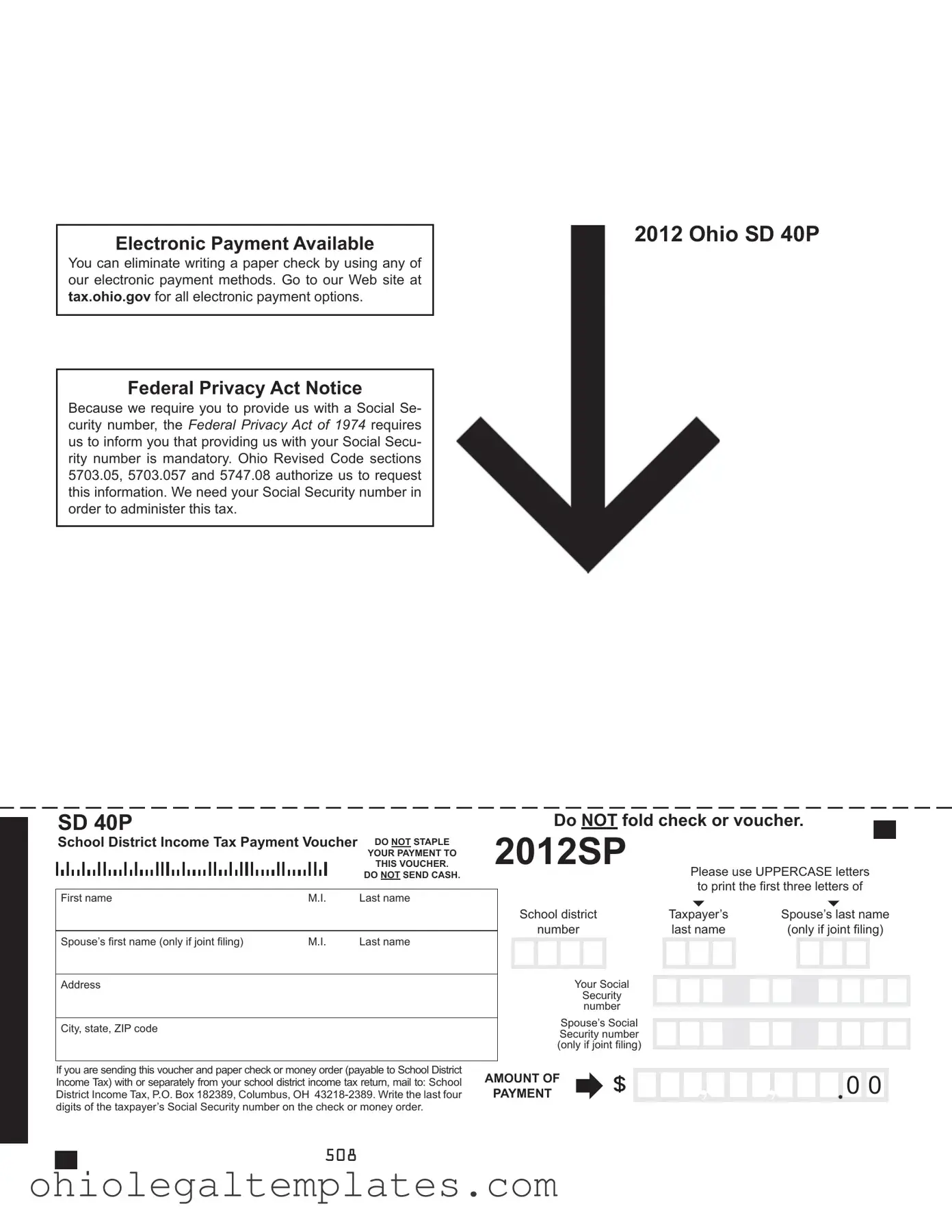 Fill in Your Ohio Sd 40P Form