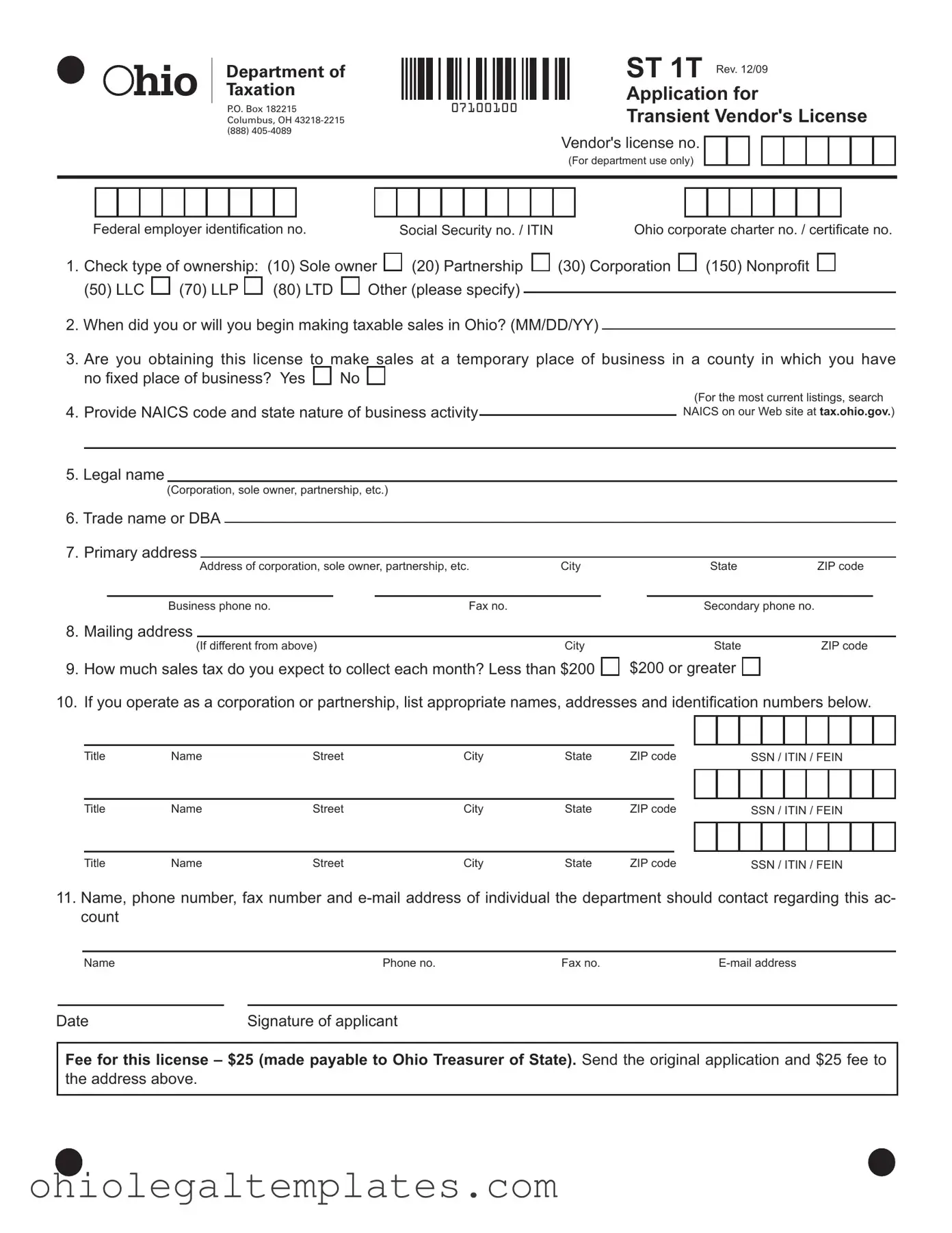 Fill in Your Ohio St 1T Form