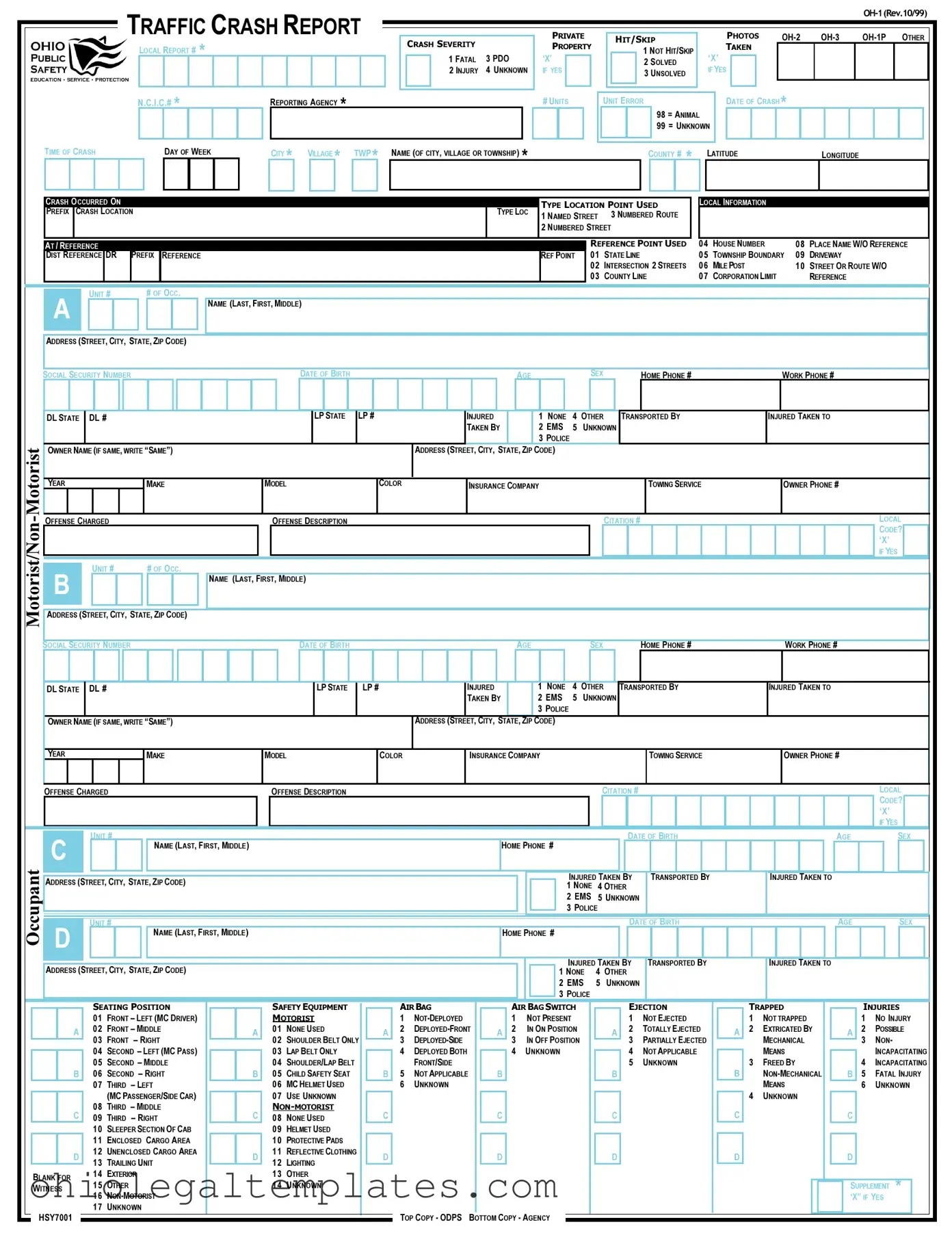 Fill in Your Ohio Traffic Crash Report Form