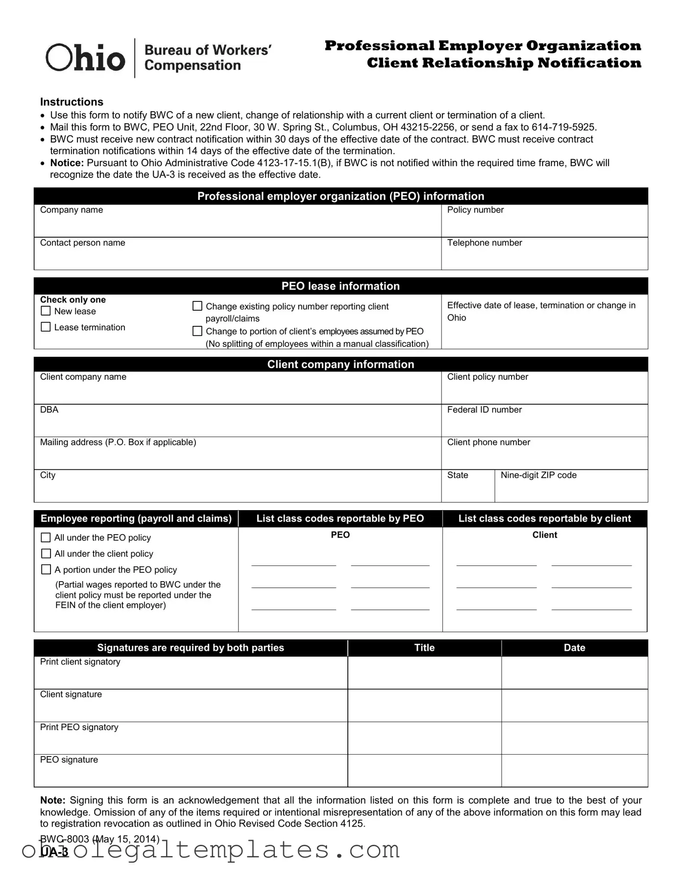 Fill in Your Ohio Ua 3 Form