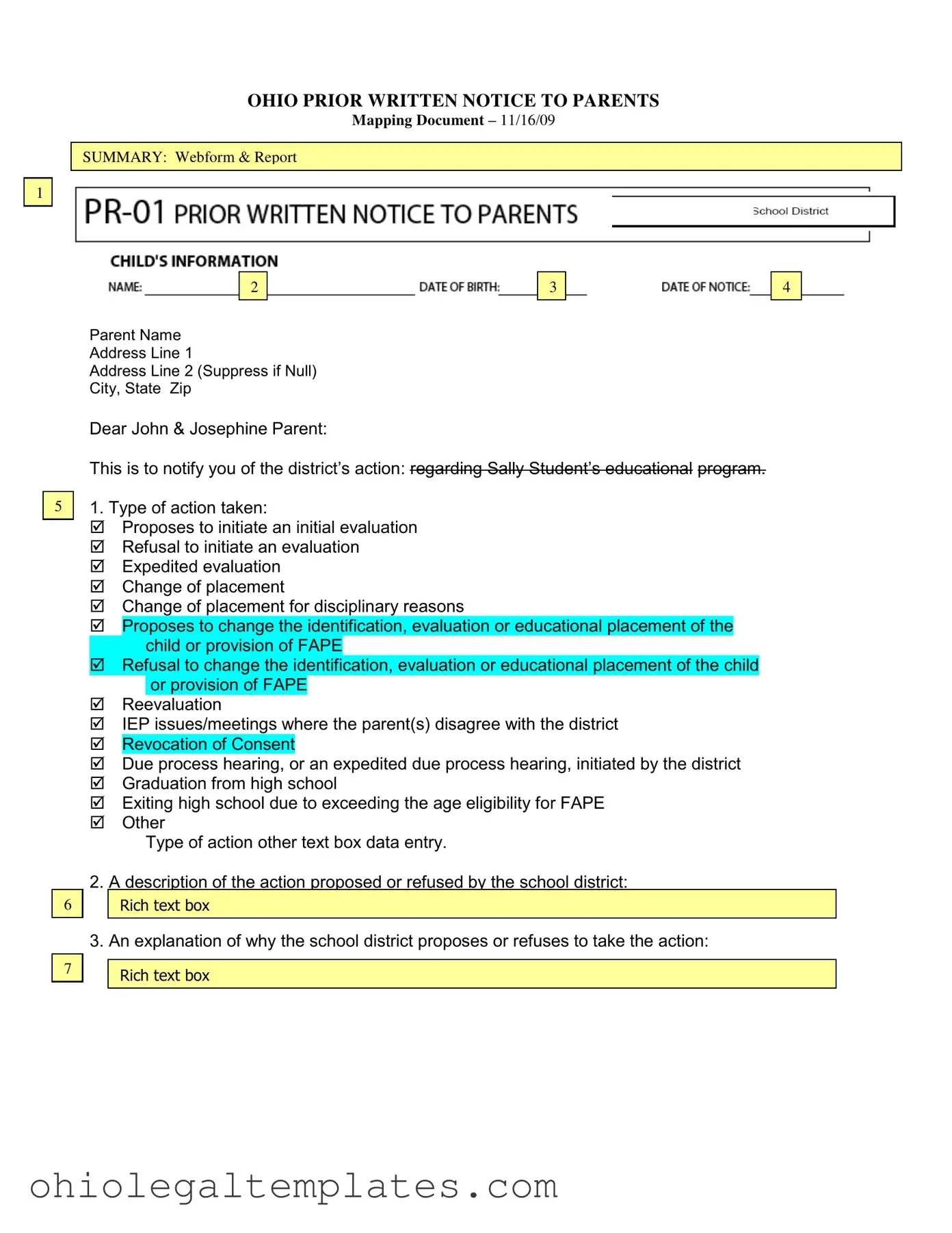 Fill in Your Prior Written Notice Ohio Form