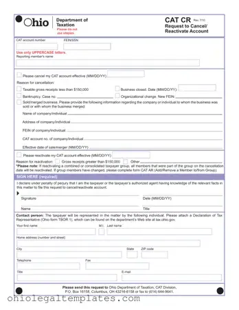 Fill in Your Cat Cr Ohio Form