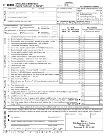 Fill in Your It 1040X Ohio Form