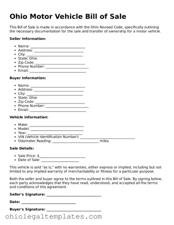 Attorney-Approved Ohio Motor Vehicle Bill of Sale Template