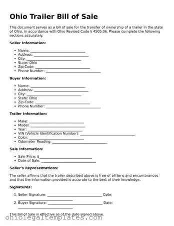 Attorney-Approved Ohio Trailer Bill of Sale Template