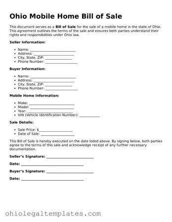Attorney-Approved Ohio Mobile Home Bill of Sale Template