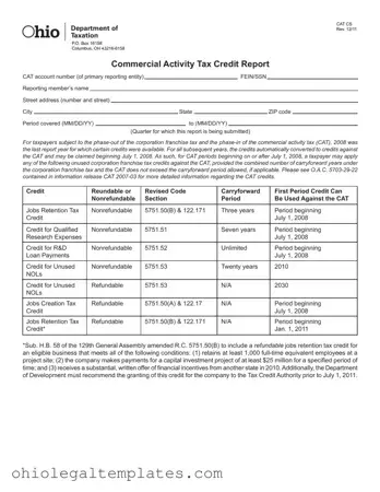 Fill in Your Ohio Cat Cs Form