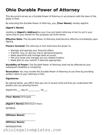 Attorney-Approved Ohio Durable Power of Attorney Template