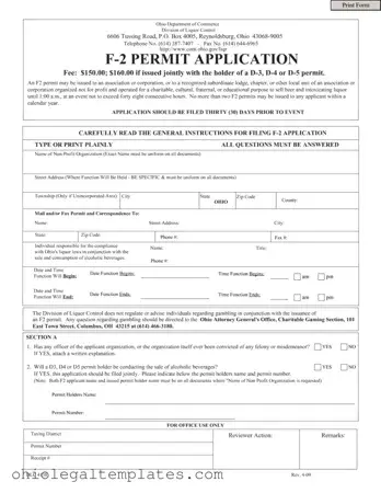 Fill in Your Ohio F 2 Permit Form