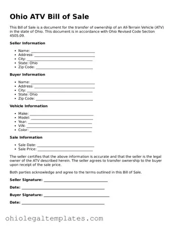 Attorney-Approved Ohio ATV Bill of Sale Template