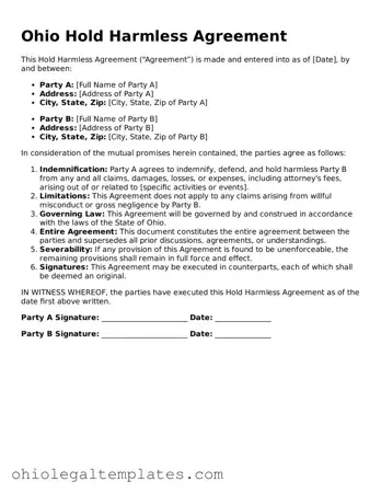 Attorney-Approved Ohio Hold Harmless Agreement Template