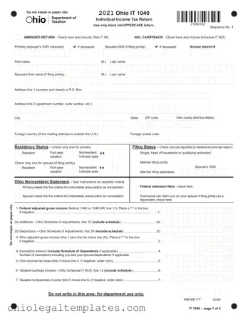 Fill in Your Ohio It 1040 Form