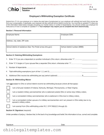Fill in Your Ohio It 4 Form