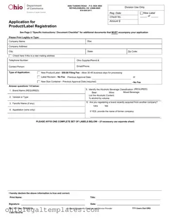 Fill in Your Ohio Label Registration Form