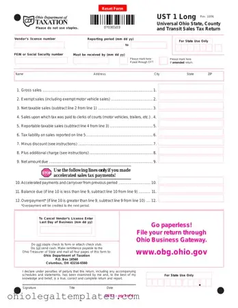 Fill in Your Ohio Sales Tax Ust 1 Form