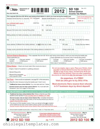 Fill in Your Ohio Sd 100 Form