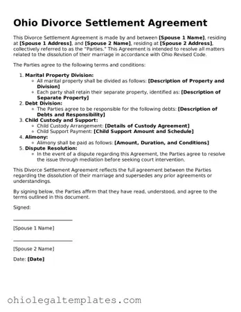 Attorney-Approved Ohio Divorce Settlement Agreement Template