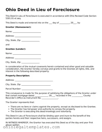 Attorney-Approved Ohio Deed in Lieu of Foreclosure Template